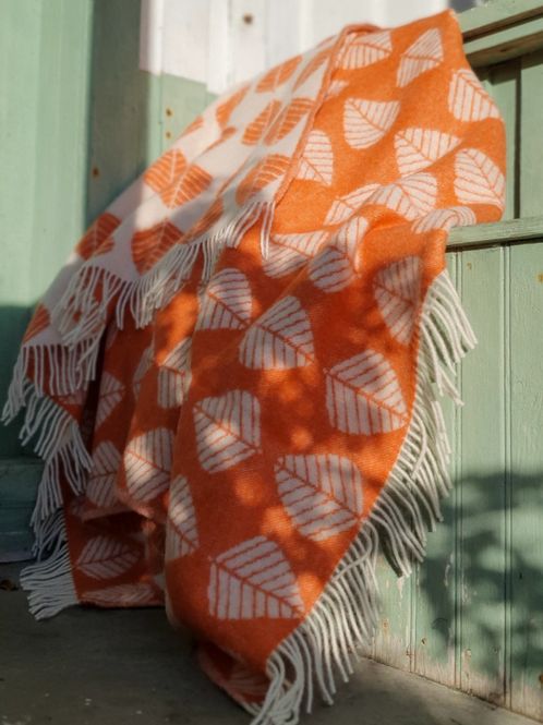 Hovedbilde Ullpledd LØV orange